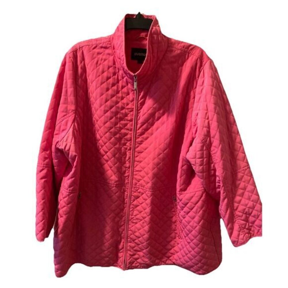 Avenue Pink Quilted Jacket Plus Sz 30/32 Zip Front Casual Lightweight Barn Coat